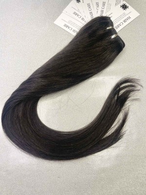 55 cm Natural Remy Hair Weft - Dark Brown/Black 1B