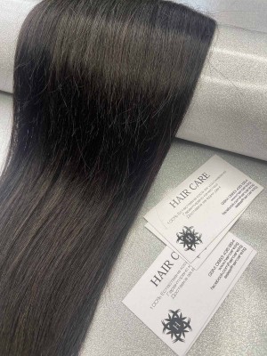 55 cm Natural Remy Hair Weft - Dark Brown/Black 1B